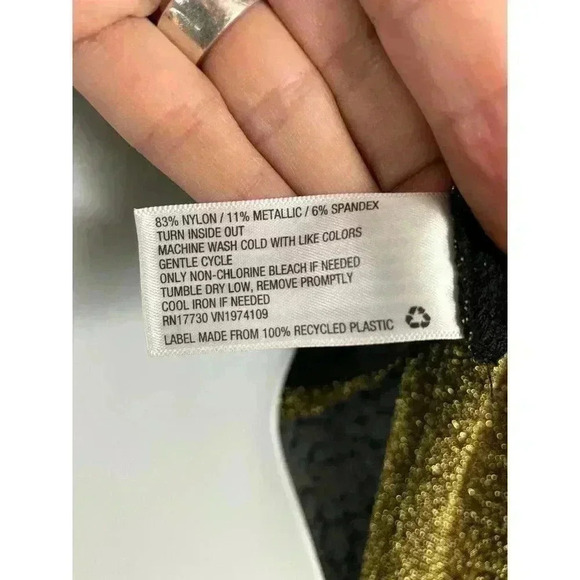 Sparkle Metallic Long Sleeve Top MEDIUM Wild Fable Women's Black Gold - Picture 5 of 9